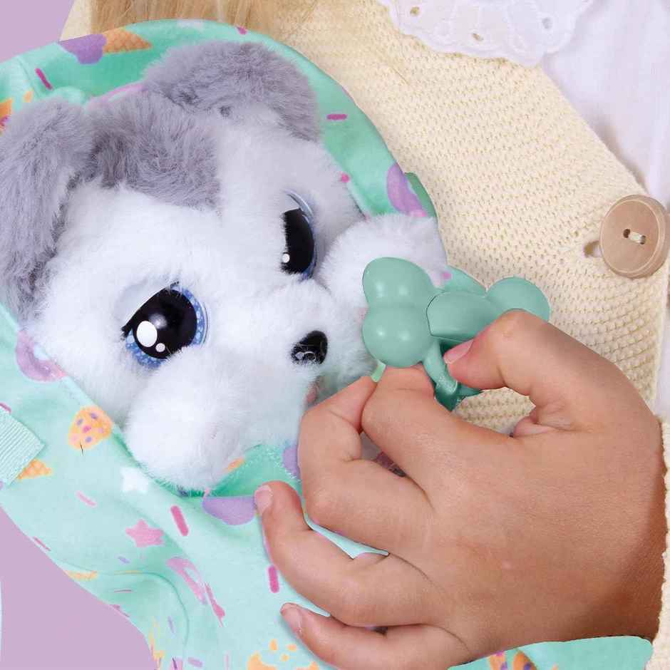 Baby Paws Interactive Siberian Husky Plush with Swaddle Bag & Sounds (Ages 4+)