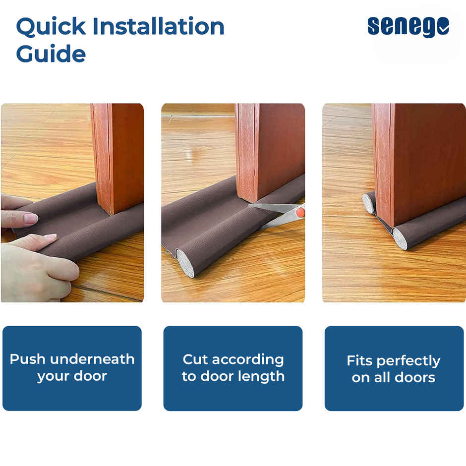 Senego Door Guard Bottom Seal Strip 38 Inch for Noise, Dust & Insect Blocker Door Gap Filler | Brown