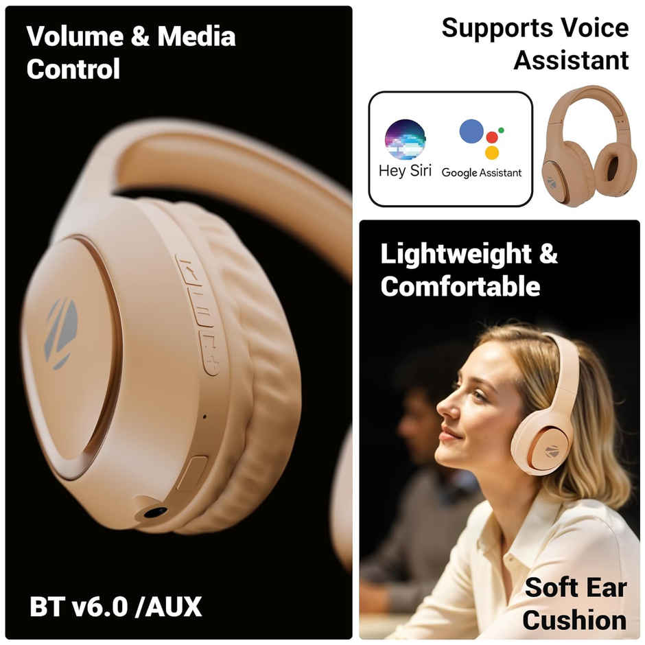 Zebronics Thunder Neo Wireless Over-Ear Headphone, 60 Hr Backup, Bt 5.4, Gaming, Deep Bass, Orange