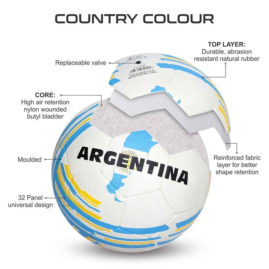 Nivia Country Color Molded Football Size 5 - Argentina