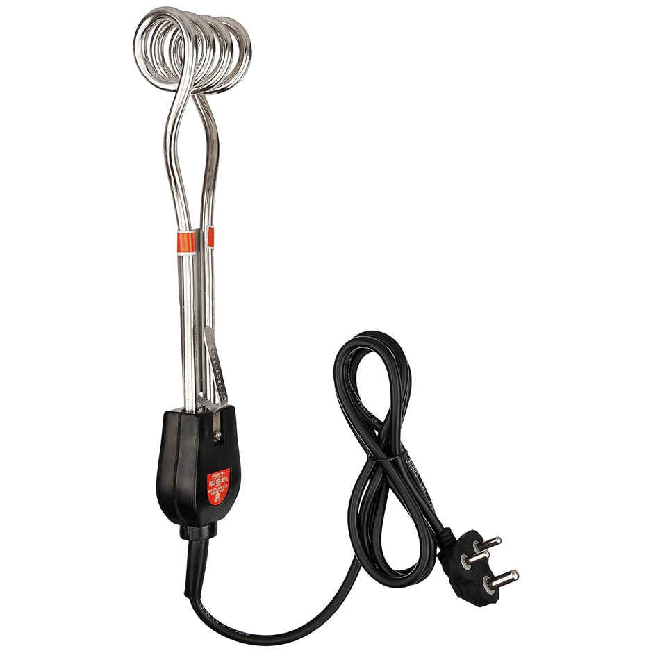Usha Immersion Rod Heater (1000W, Copper Tube Element, Nickel Plating, Easy-To-Grip, 2410, Black)