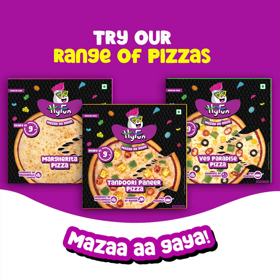 HyFun Garden Fresh Pizza | Thin Crust Base, Cheesy Snack | Frozen