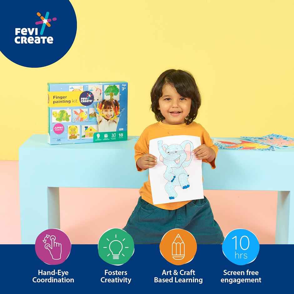 Fevicreate Finger Painting Kit For Toddlers Children & Preschoolerscontains Washable