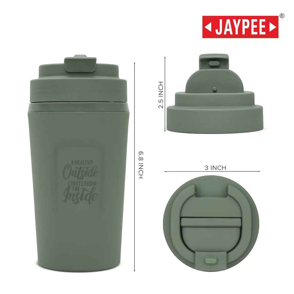 Jaypee ZIPSIP PU Insulated Stainless Steel Coffee Tumbler | Hot & Cold | Green | 385 ml