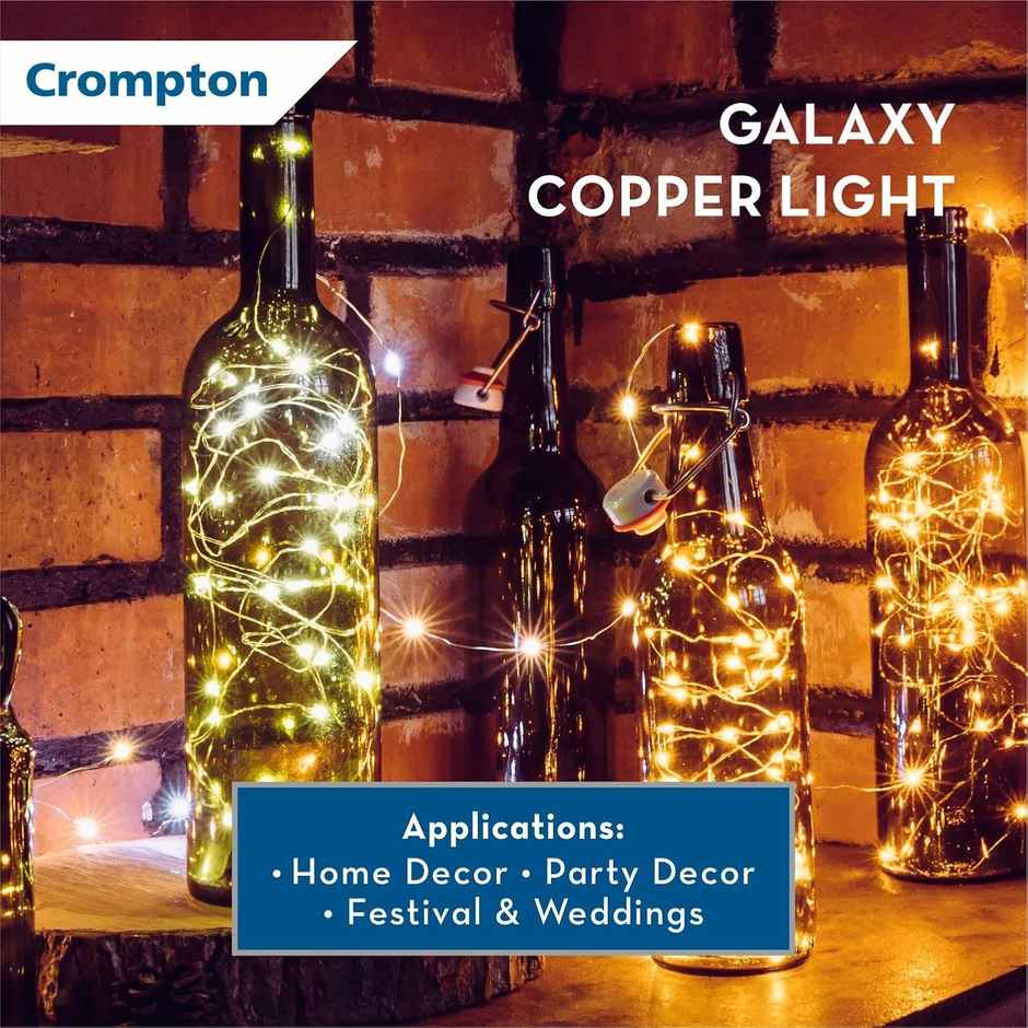 Crompton Galaxy Decoration Copper Usb Powered String Fairy Lights With 100 Led Light,Red