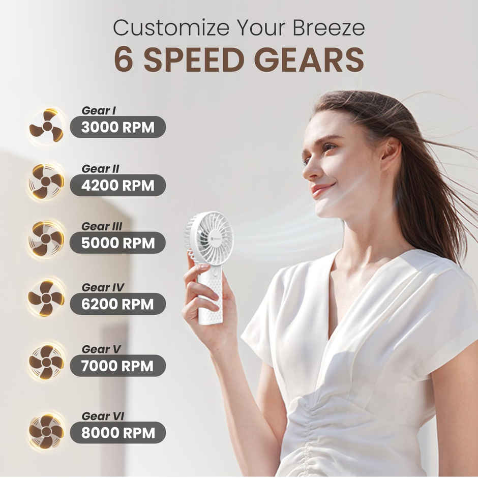 Portronics Toofan Mini 2 HIgh Speed Handheld fan, White