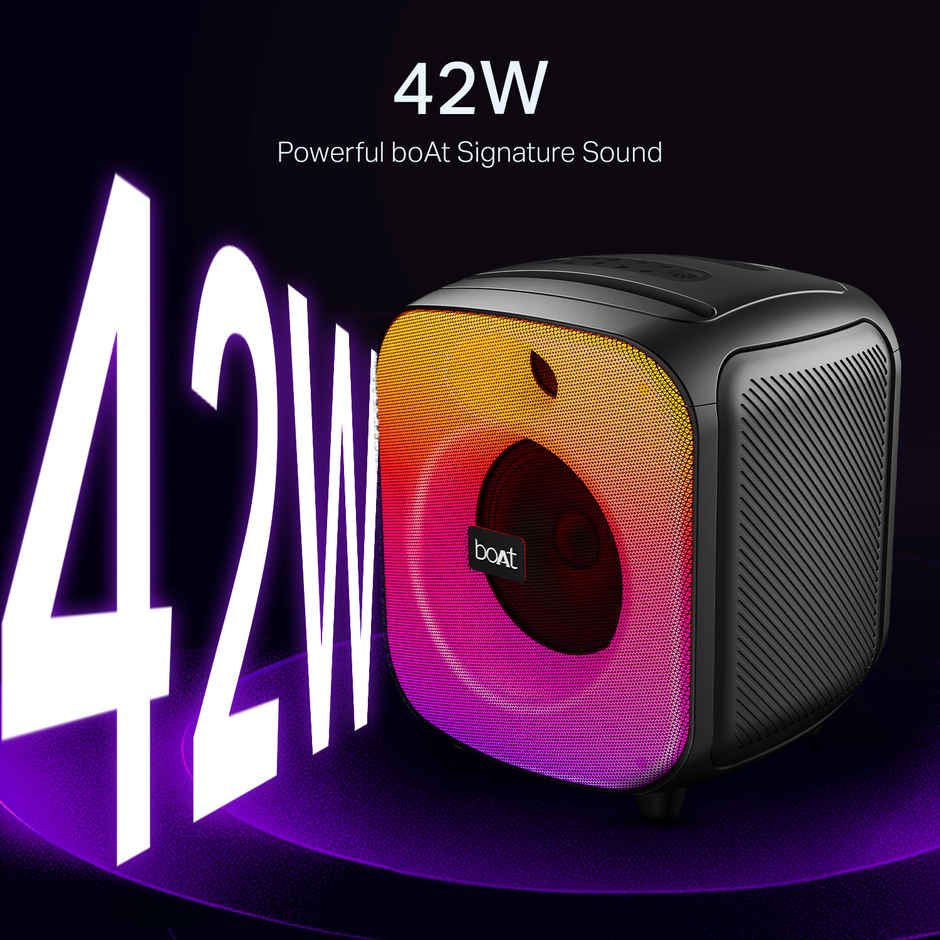 boAt PartyPal 65 Pro, 42W Signature Sound, Karaoke Mic, 8H Battery, Bluetooth Speaker |Premium Black