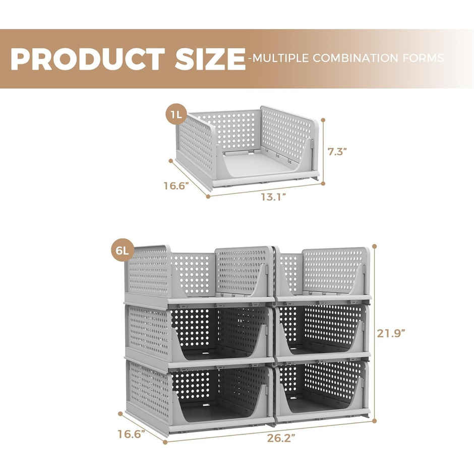 PrettyKrafts Foldable Wardrobe Clothes Organizer With 4 Shelves