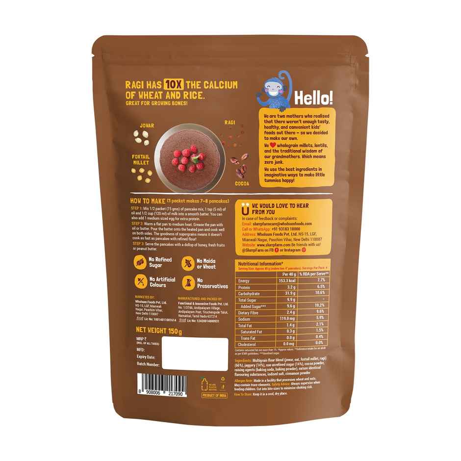Slurrp Farm Chocolate Millet Pancake Mix | No Maida