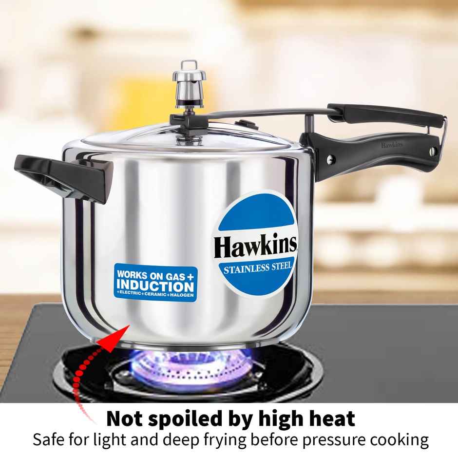 Hawkins 5 Litre Pressure Cooker, Stainless Steel Inner Lid Cooker, Induction Cooker, Silver (Hss50)