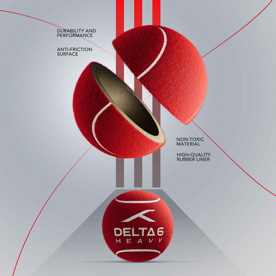Hundred Delta 6 Heavy Cricket/Tennis Balls, Red