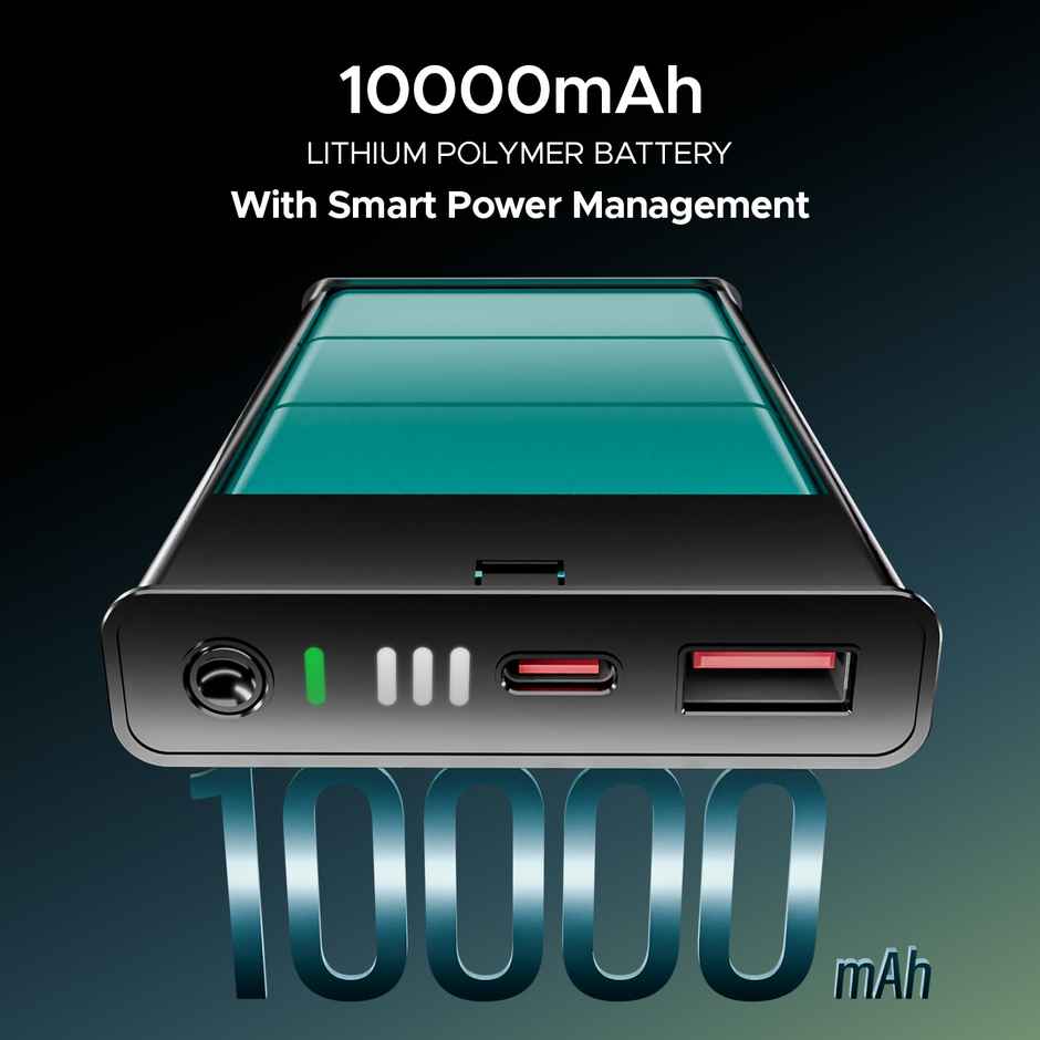 boAt 10000 mAh Pocket Size Power Bank w/ 2-Way 22.5W Fast Charging - PB300 Pro (Emerald Green)