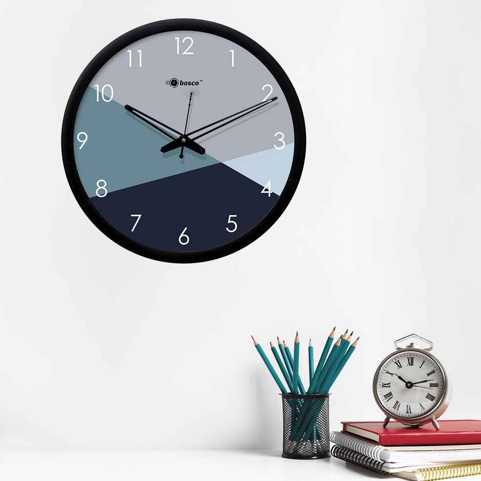 Bosco Decorative Silent Multicolour with Black Frame 30 CM Round Wall Clock BWC 1609