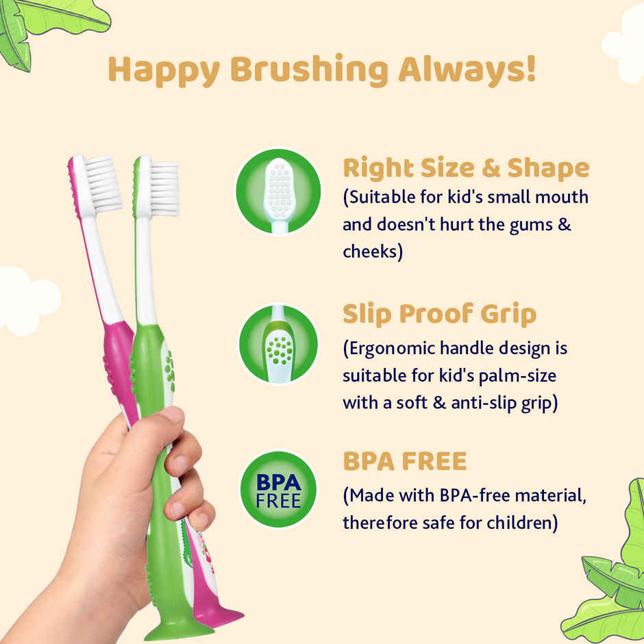 Chicco Toothbrush Set Pink+Green 3Y-8Y