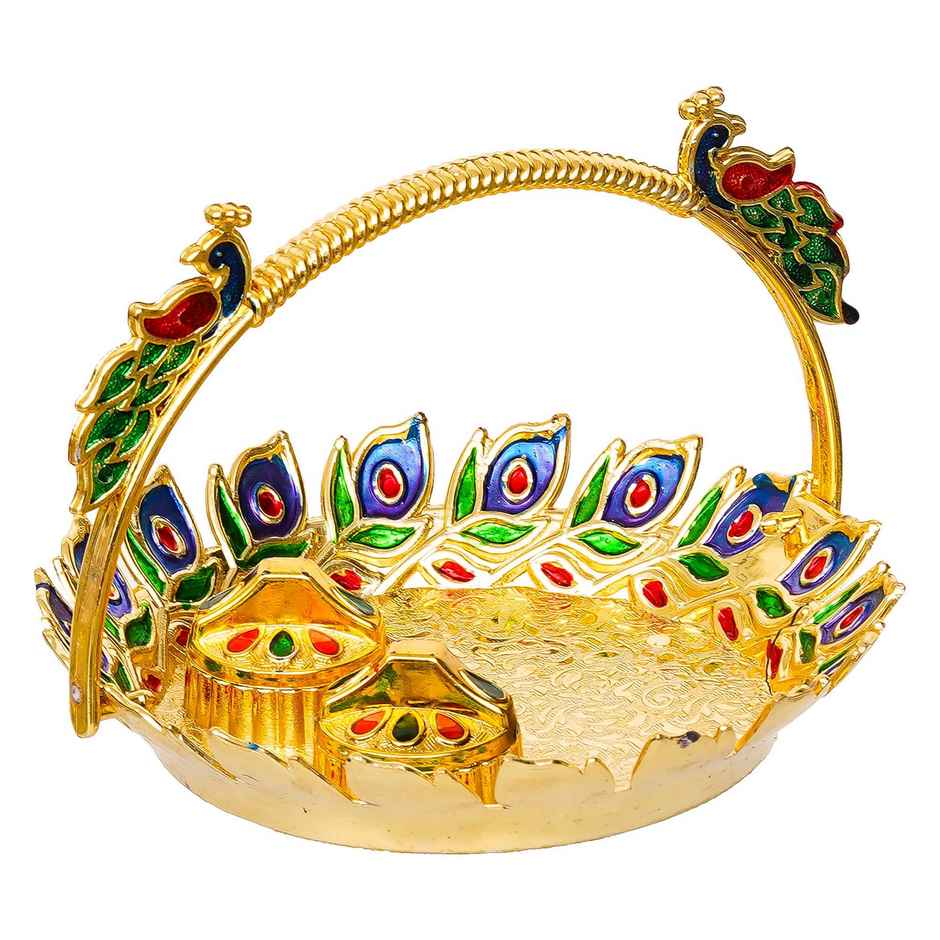 Peacock Decorative Aarti Thali Set for Pooja | Ecraftindia