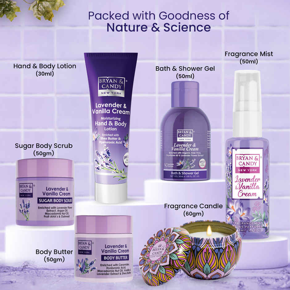 Bryan & Candy Lavender & Vanilla Cream Bath Tub Essentials Gift Set