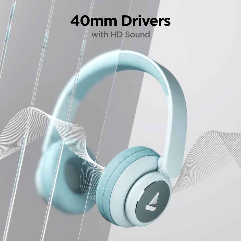 boAt Rockerz 450 On Ear BT Headphones with 15H Playtime, 40mm Drivers & Integrated Controls (Aqua Blue)