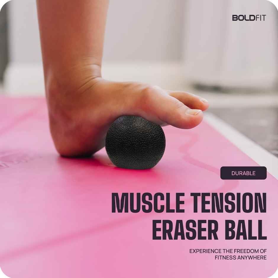 Boldfit Lacrosse Massage Ball For Physiotherapy High Density Massage Roller For Pain Relief Black