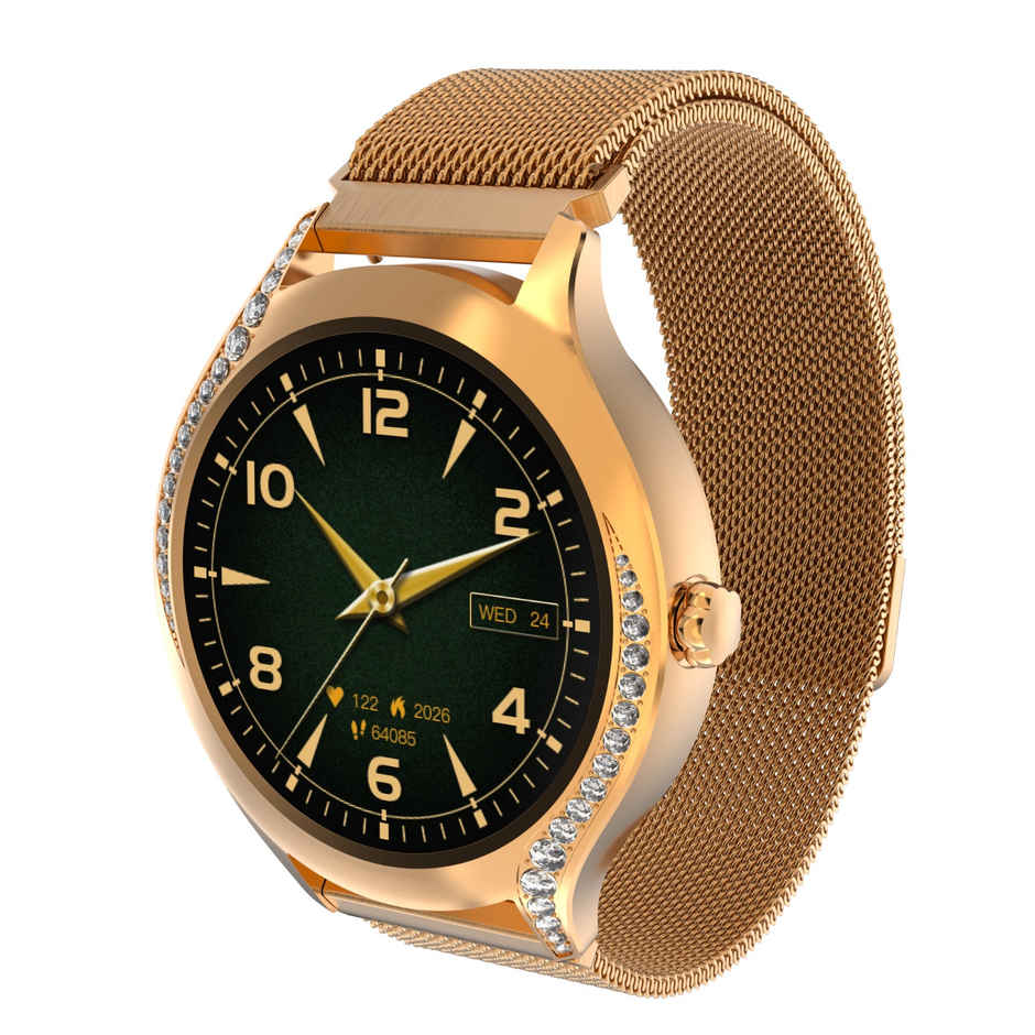 boAt Enigma Gem Women's Luxury Watch w/ 3.02 cm AMOLED Display, BT Calling & QR Tray (Rose Gold)