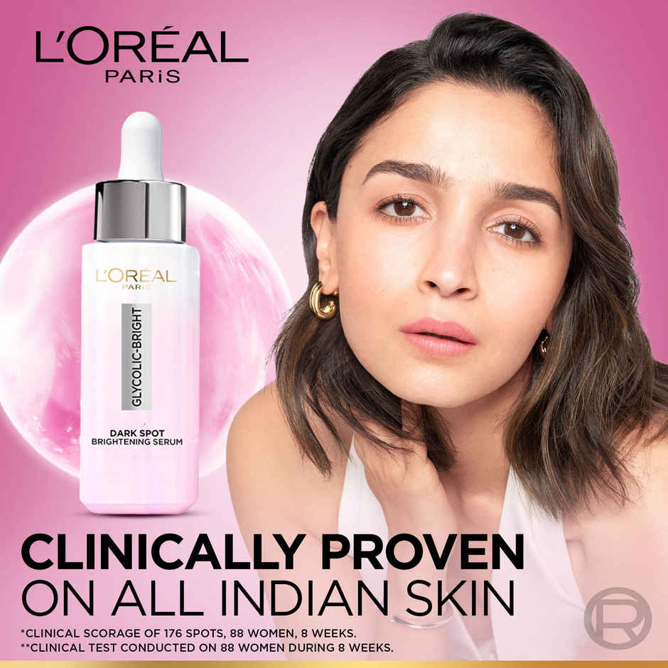 L'Oreal Paris Glycolic Bright 8% Melasyl + Niacinamide Face Serum for Brightening Dark Spots
