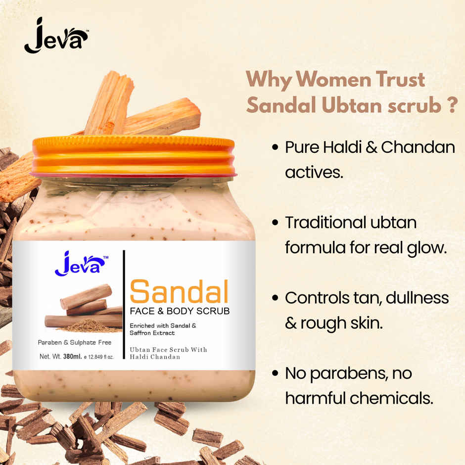 Jeva Sandal Ubtan Scrub with Haldi & Chandan | Natural Glow & Skin Brightening Gel