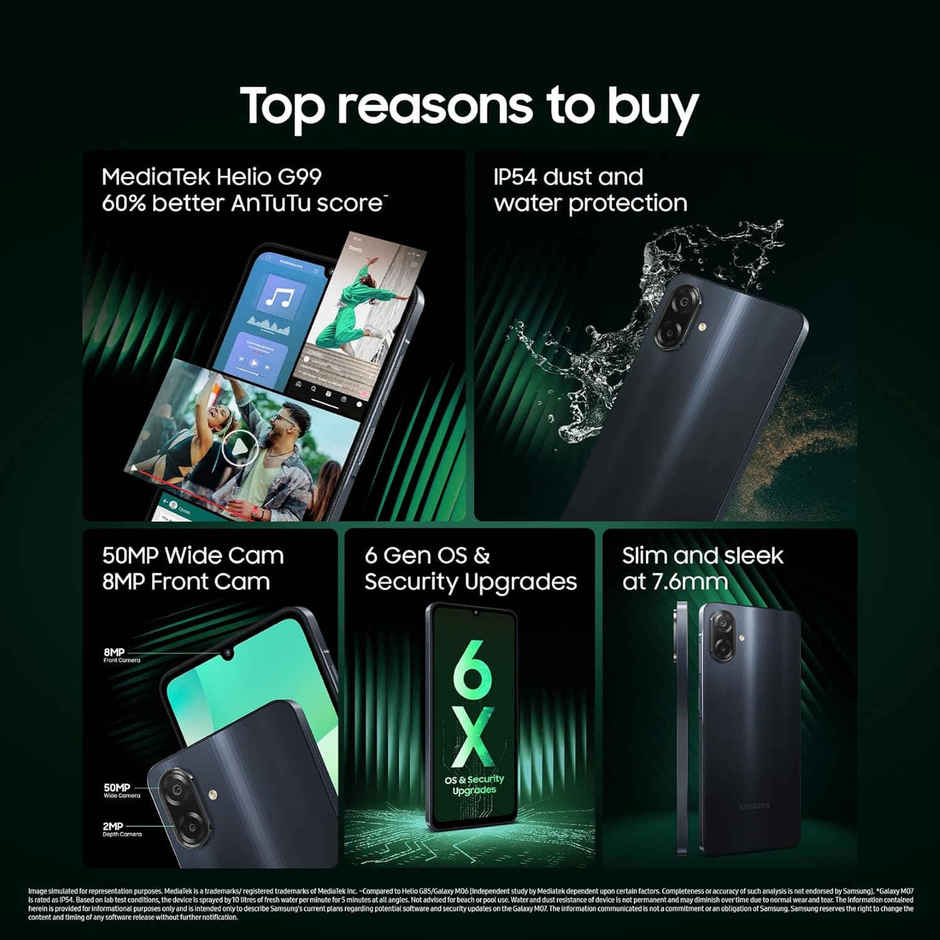 Samsung Galaxy M07 MediaTek Helio G99 | IP54 Rating | 4GB RAM, 64GB Storage | Black