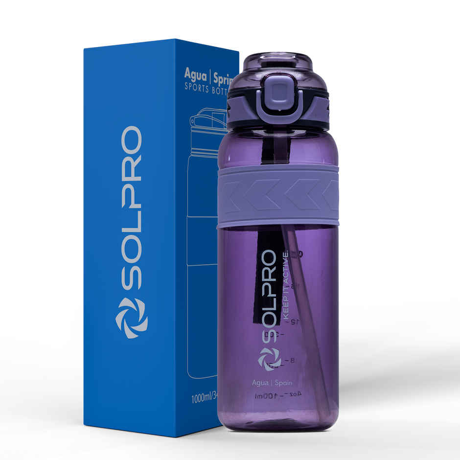 Solpro Agua Spain Sipper Water Bottle | Leakproof BPA Free for School Office Gym Travel | 1 L