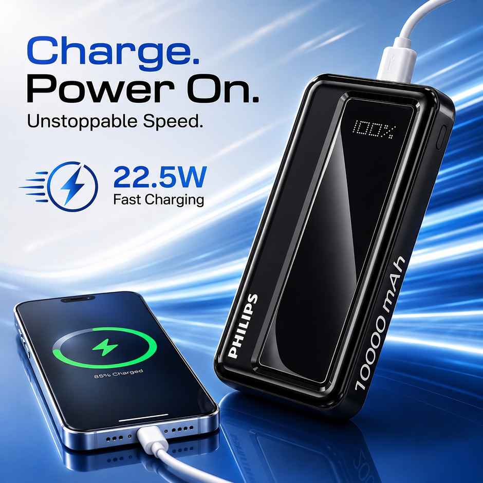 Philips DLP1711NB/94 10000mAh 22.5W Max Fast Charging Power Bank with Digital LED Display