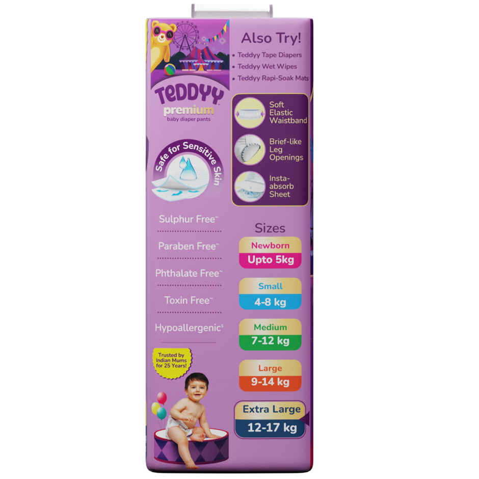 Teddyy Baby Diaper Premium Pants Extra Large | 12-17 kg - 28 Counts