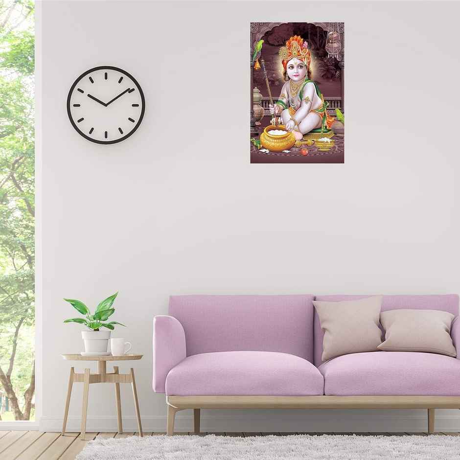 Paper Plane Design Religious Baby Krishna Poster | Size 12 x 18 Inch | D5