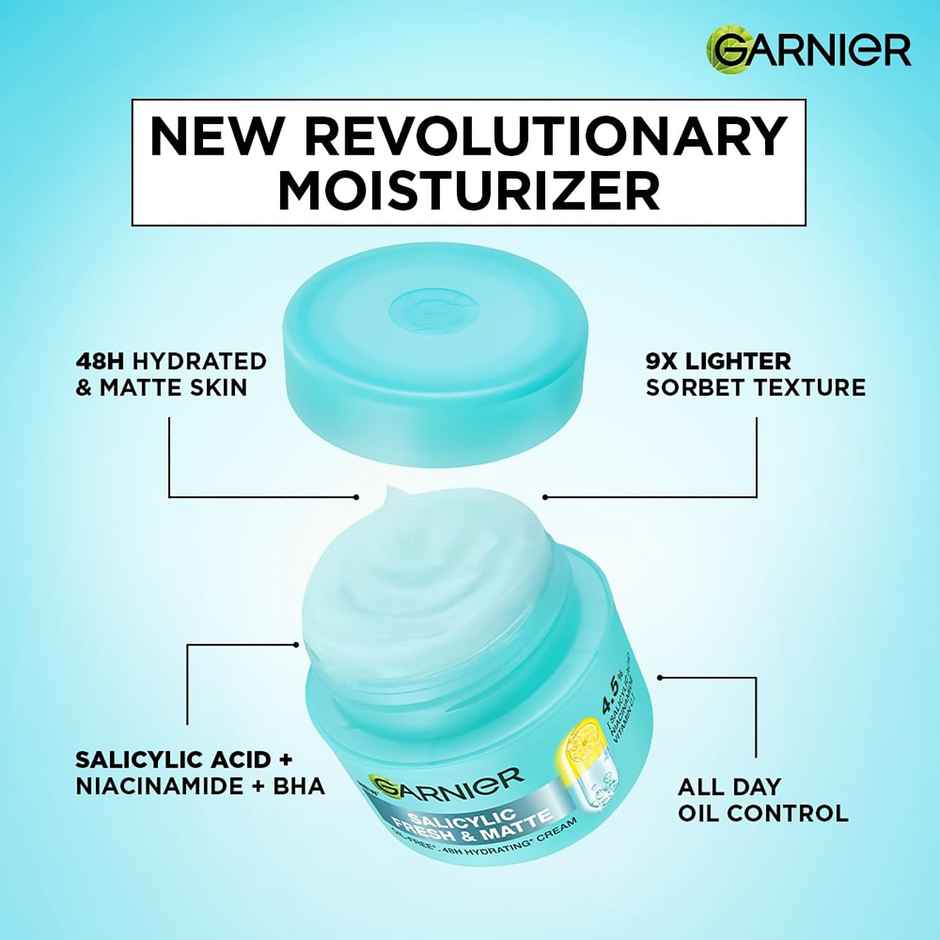 Garnier Fresh & Matte Salicylic Acid Sorbet Moisturizer, 4.5% Salicylic Acid+Niacinamide+Vit C