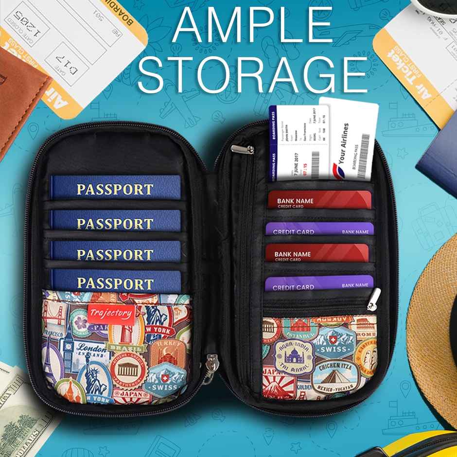 Trajectory Travel Polyester Passport and Card Holder and Wallet Organiser Case