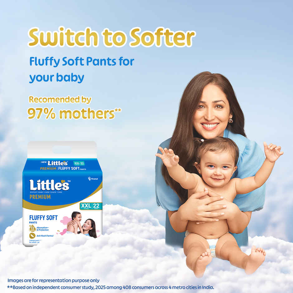 Little's Fluffy Soft Premium Baby Pant Style Diaper | 2XL | Leakage Free | 22 pcs