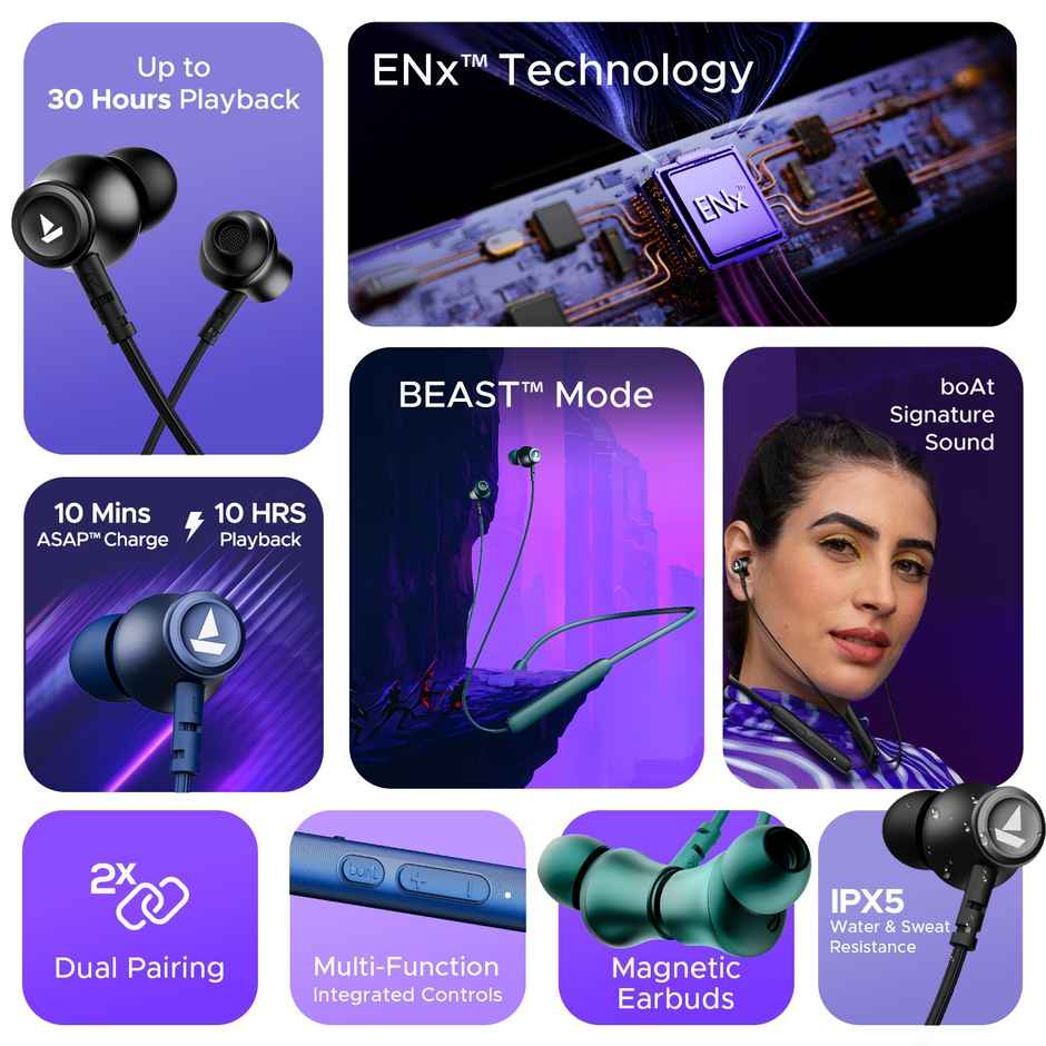 boAt Rockerz 245 v2 Pro BT Neckband w/ 30H Playtime, ENx Tech & ASAP Charge (Active Black)