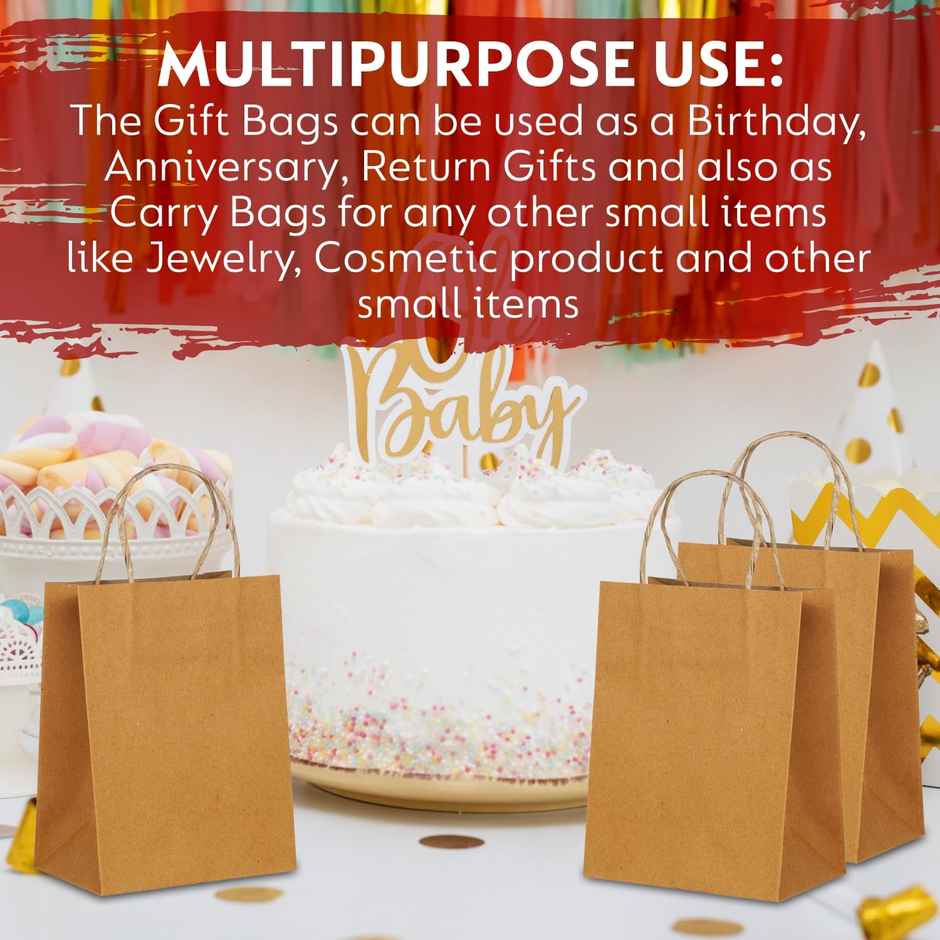 Tempware Paper Carry Bag 9x6x7 Weight Upto (1/2Kg) | Pack  of 10