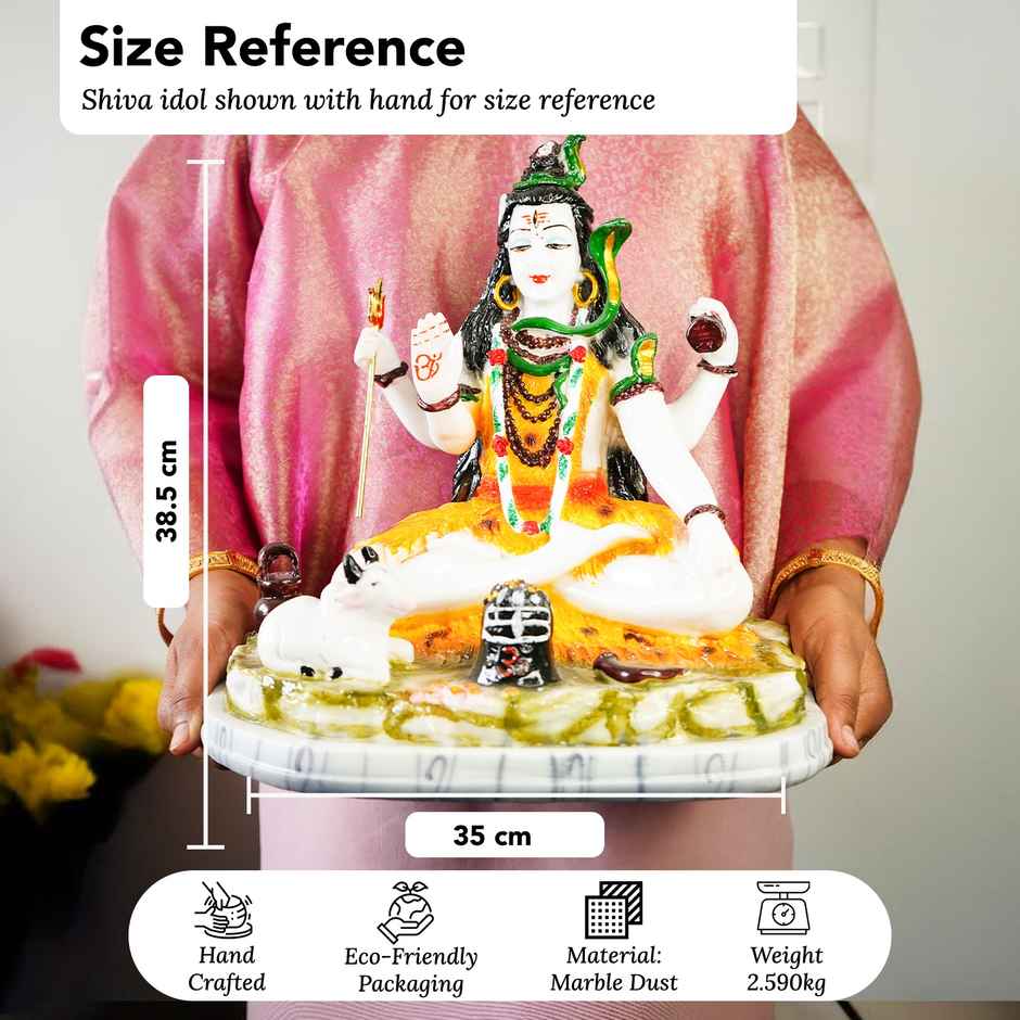 Ekhasa Big Size Marble Dust Lord Shiva Idol For Home | 1 ft | Handpainted Lord Siva Statue For