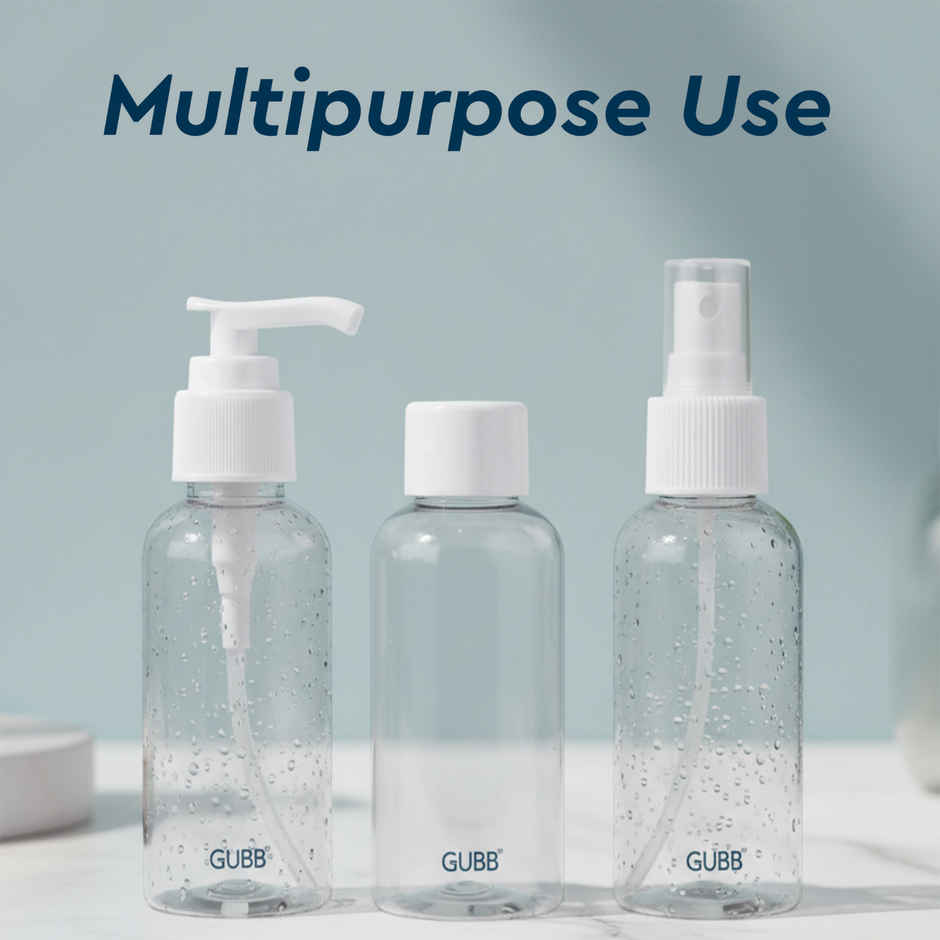 GUBB Travel Bottle Set For Toiletries Refillable Bottles With Pump Spray & Cap