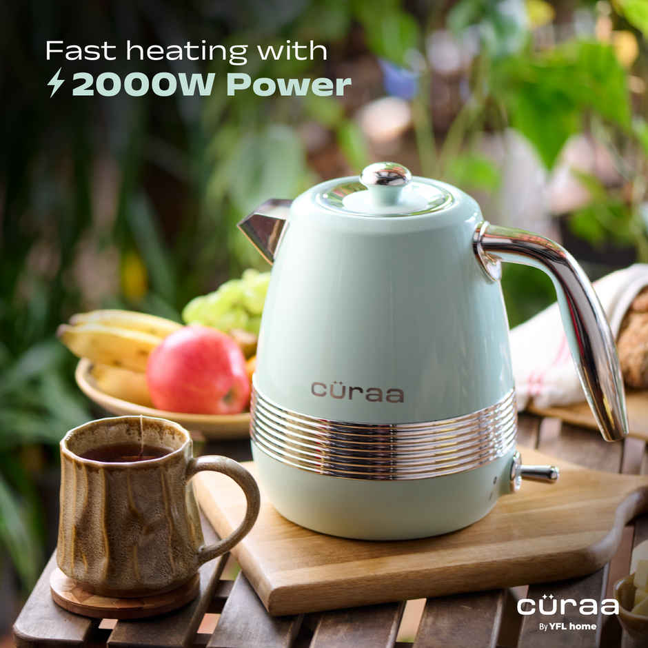Curaa Retro Electric Kettle 1.8 L | 2000 W Kettle For Hot Water | Detachable Lid | Cool-Touch Handle