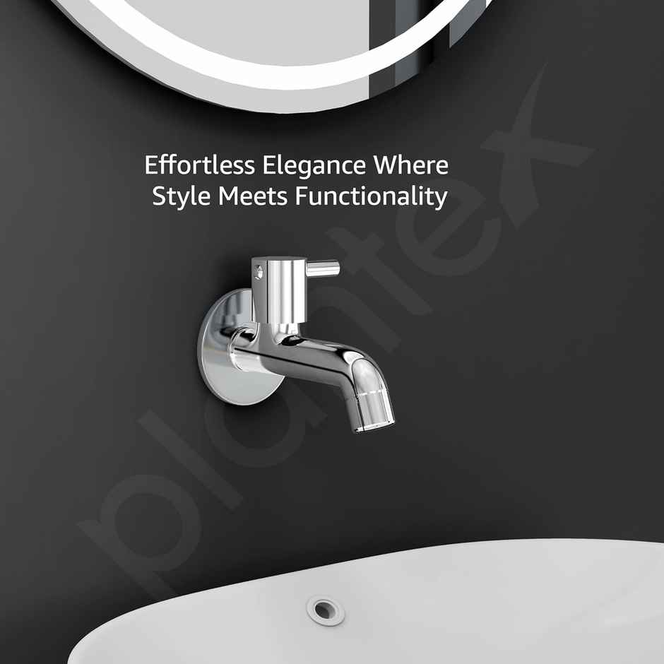 Plantex Single Lever Long Body Bib Cock Tap for Wash Basin with Wall Flange - Chrome Finish