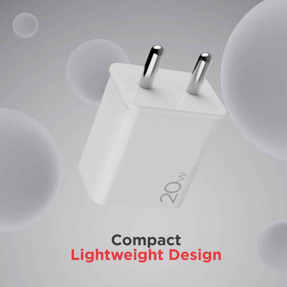 boAt 20W Super Fast Wall Charger w/ Type-C Connectivity & Smart IC Protection - WCDV 20W (White)