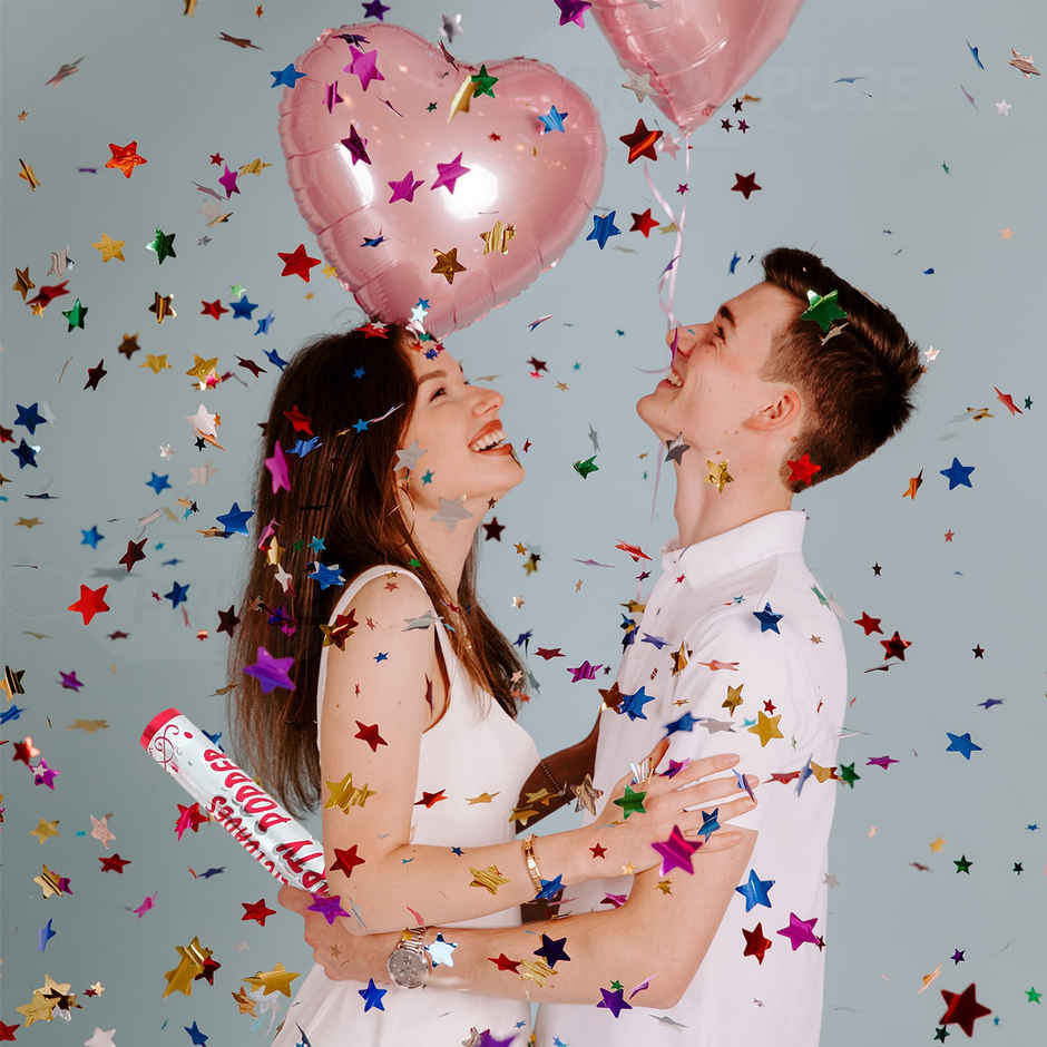 Star Party Poppers with Sparkling Stars | Multicolour | 40 cm Approx | Party Propz