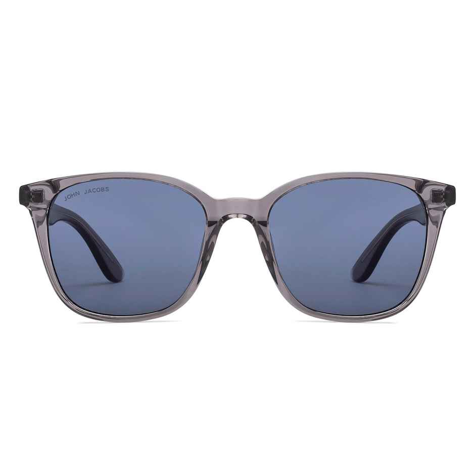 John Jacobs By Lenskart | Premium Polarized Sunglasses | Unisex | Square | Medium-139mm | Grey-Blue