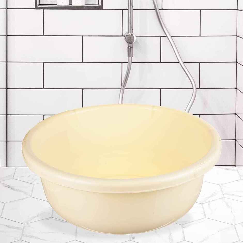 Kuber Industries Durable Plastic Bath Tub for Baby Bathing | 26 Liter | Cream