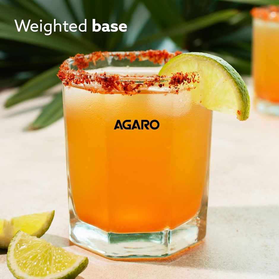 AGARO Elegant Octagonal Glass 200 ml set of 6