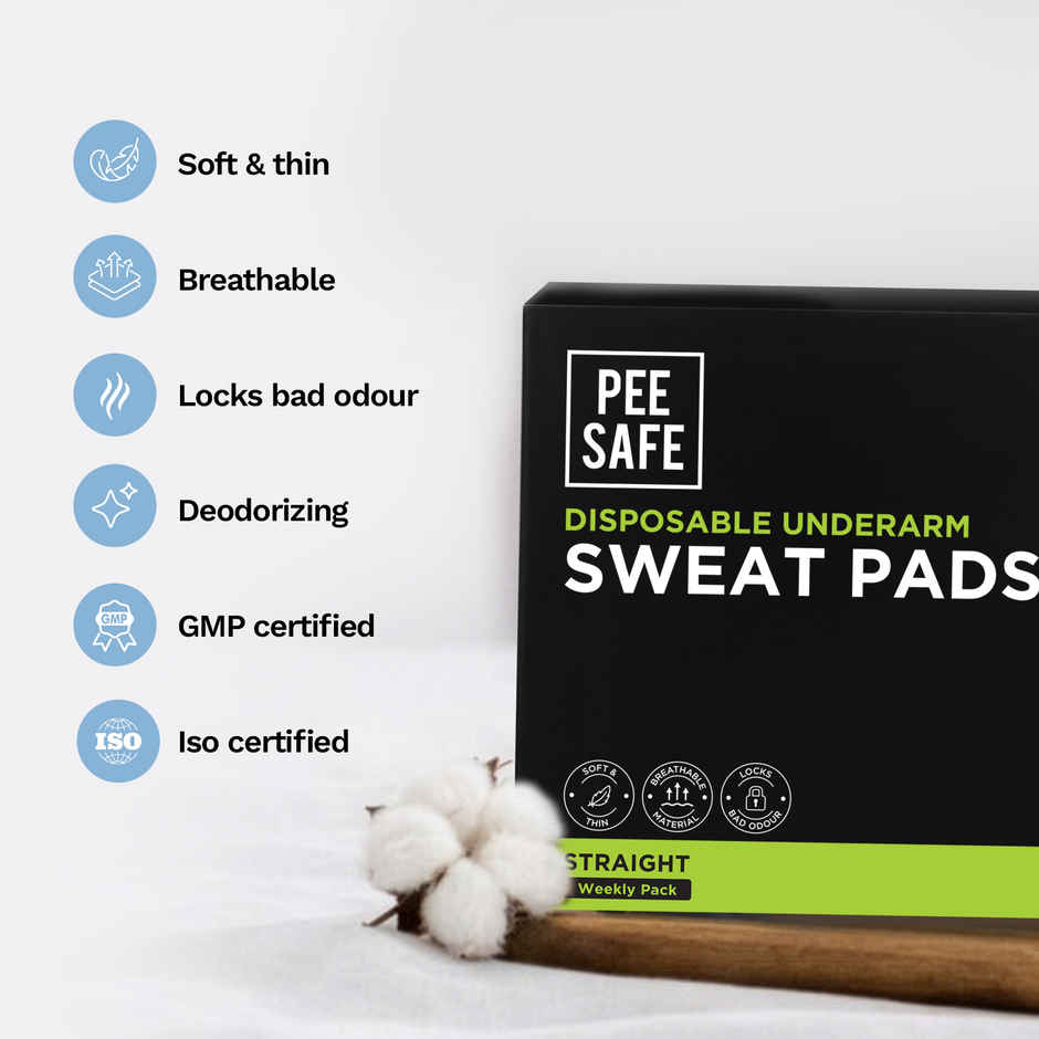 Pee Safe Disposable Underarm Sweat Pads | Absorb Sweats & Bad odours - Straight