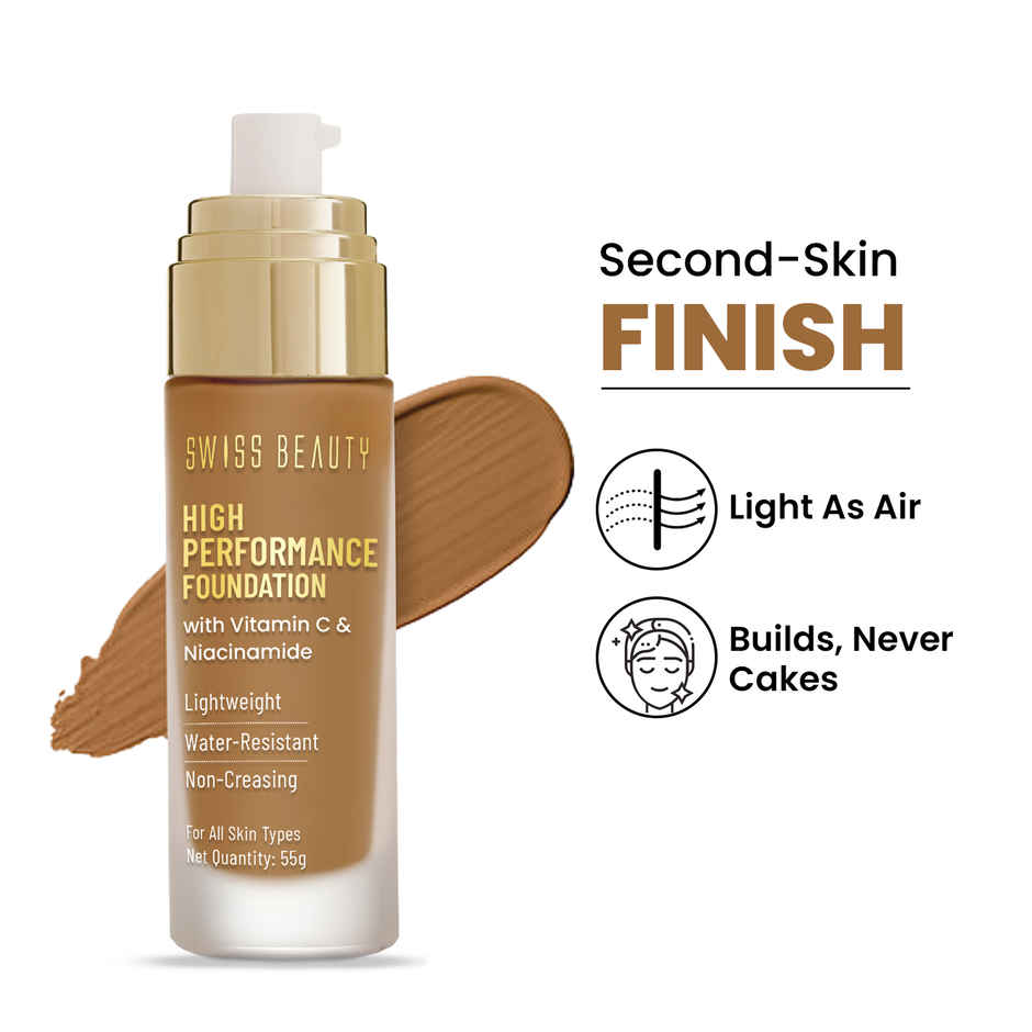 Swiss Beauty High Performance Foundation With Vitamin C & Niacinamide - 09 Toffee Beige