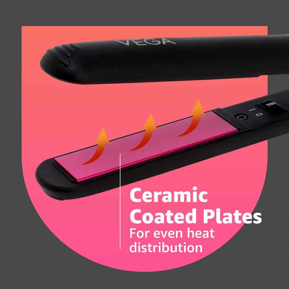 Vega Adore Hair Straightener for Women with Ceramic Plates & Fast Heat, 1 Year Warranty, (VHSH-18)