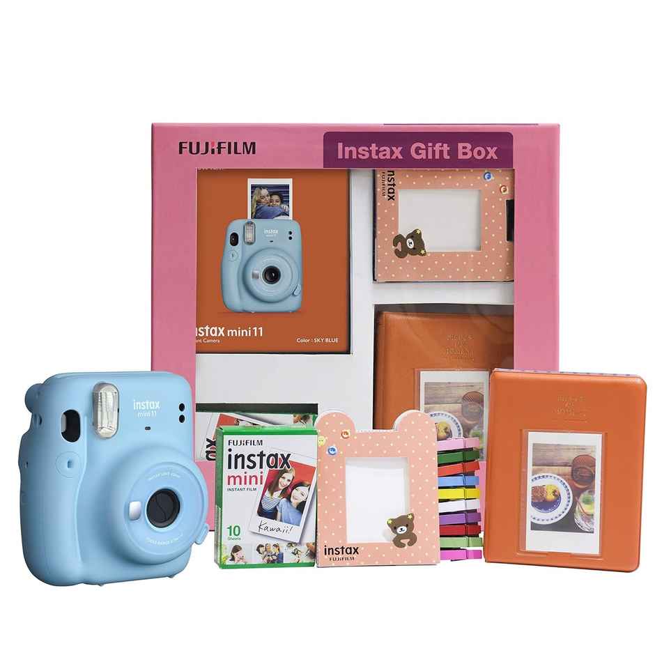 Fujifilm Instax Mini 11 Instant Camera (Sky Blue) Gift Box With 10 Shots