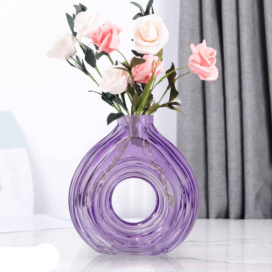 Ekhasa 100% Crystal Glass Vase Flower Pot For Home Decoration | Center Table Decorative Items