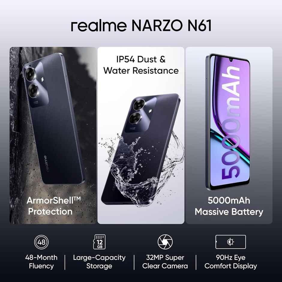 Realme Narzo N61 | 4GB | 64GB | Marble Black